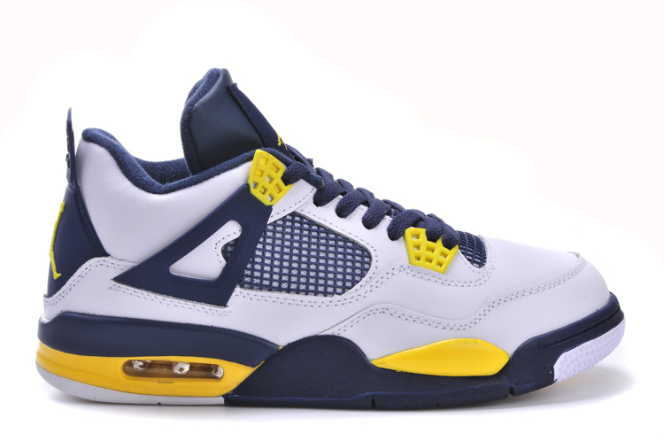 Air Jordan 4 Men Shoes White/ Yellow/Steelblue Online